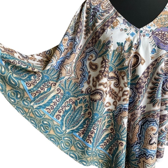Chico’s Poncho | Size L/XL | Printed Sueded Paisley Multi-Colored Boho - Picture 6 of 10